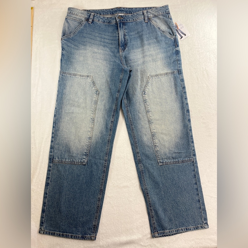 NEW Time&Tru Womens Size 18 Carpenter Jeans Straight Leg High-rise Medium Stone